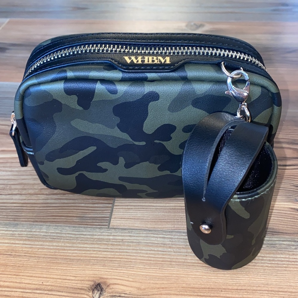 WHBM Camo Beauty Cosmetic Bag & Sanitizer Holder